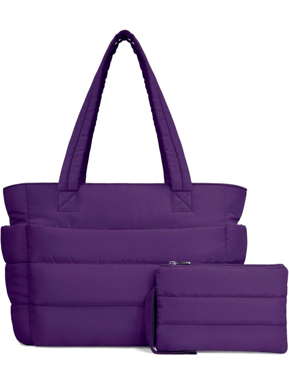 Women's Purple Travel lightweight Puffy Tote Handbag Quilted Shoulder Bag